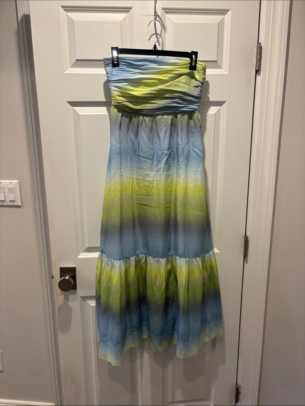 Tuckernuck Strapless Ombre Maxi Dress in Sky Blue and Lime